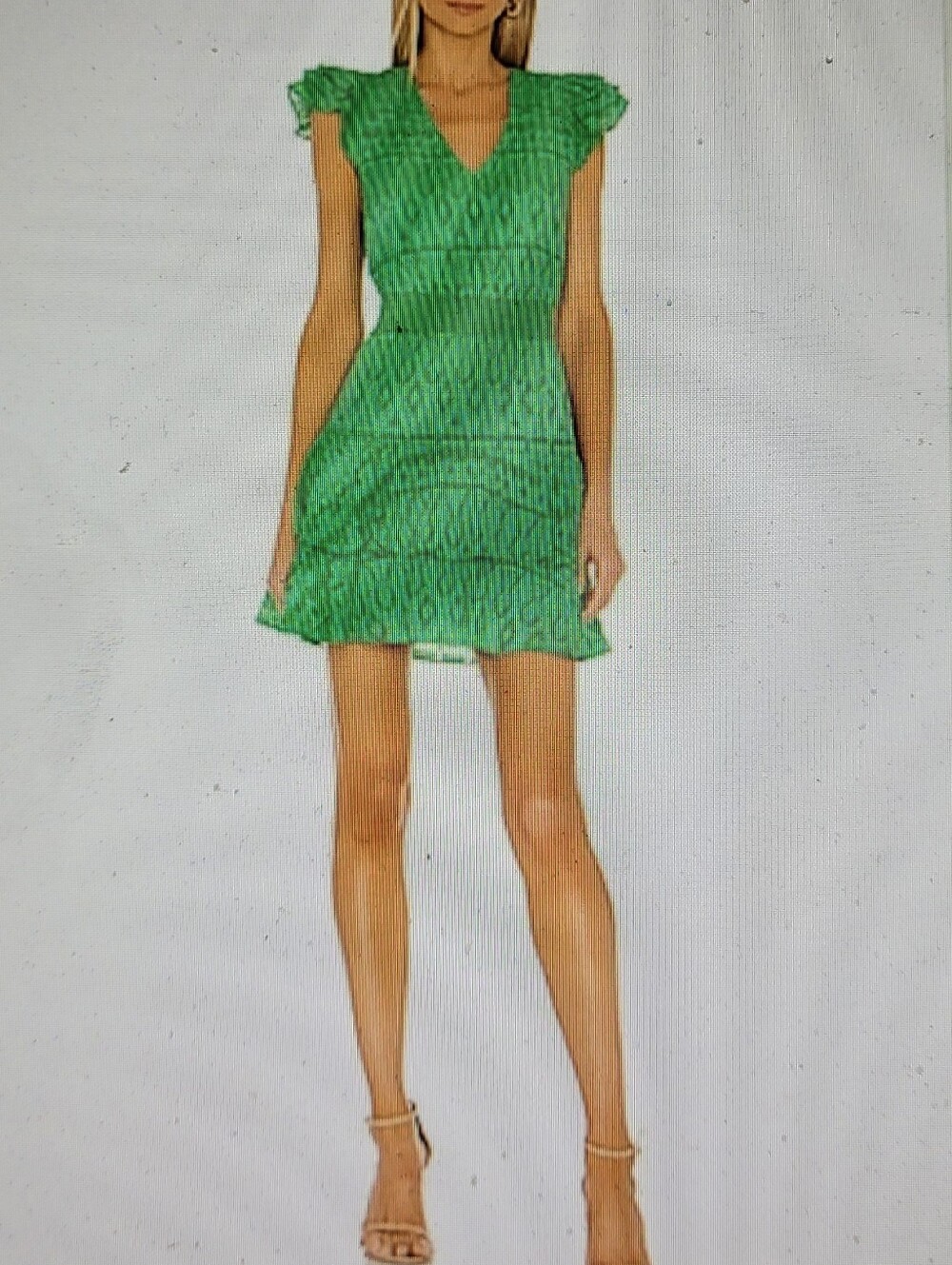 Alice + Olivia Makita Jade Green Deep V-Neck Ruffle Tiered Dress Size 4